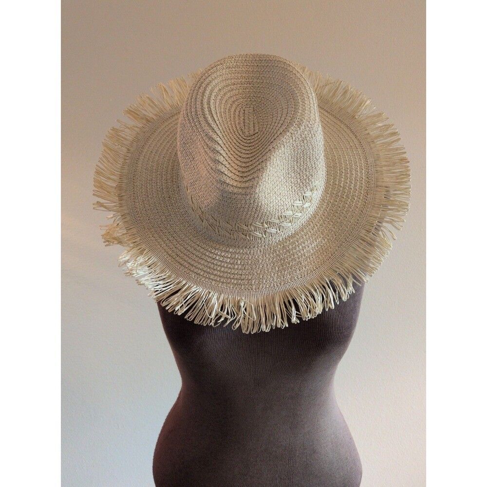 Cupshe Womens Lost In Paradise Packable Paper Straw Wide Brim Hat Ivory Fringe